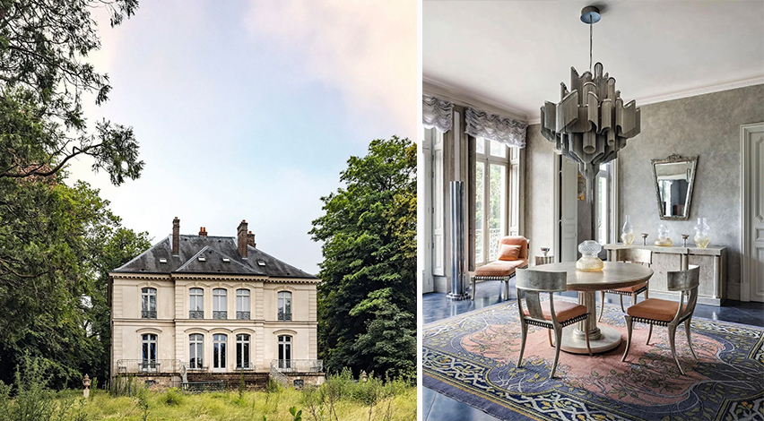 Karl Lagerfeld's Paris villa dining room featuring elegant interior design